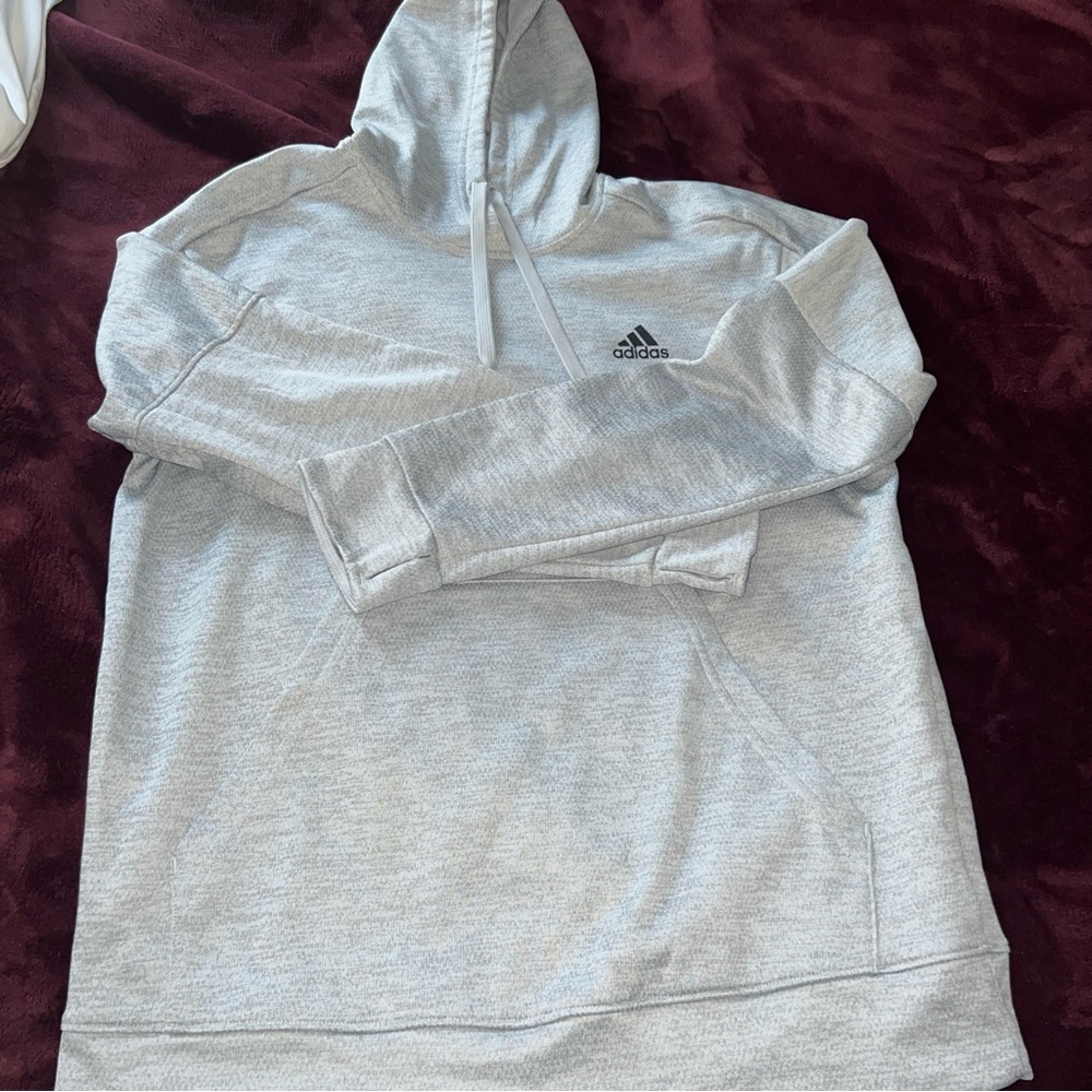 Adidas Men's Climawarm Light Gray Hoodie, long sleeve, black logo detail